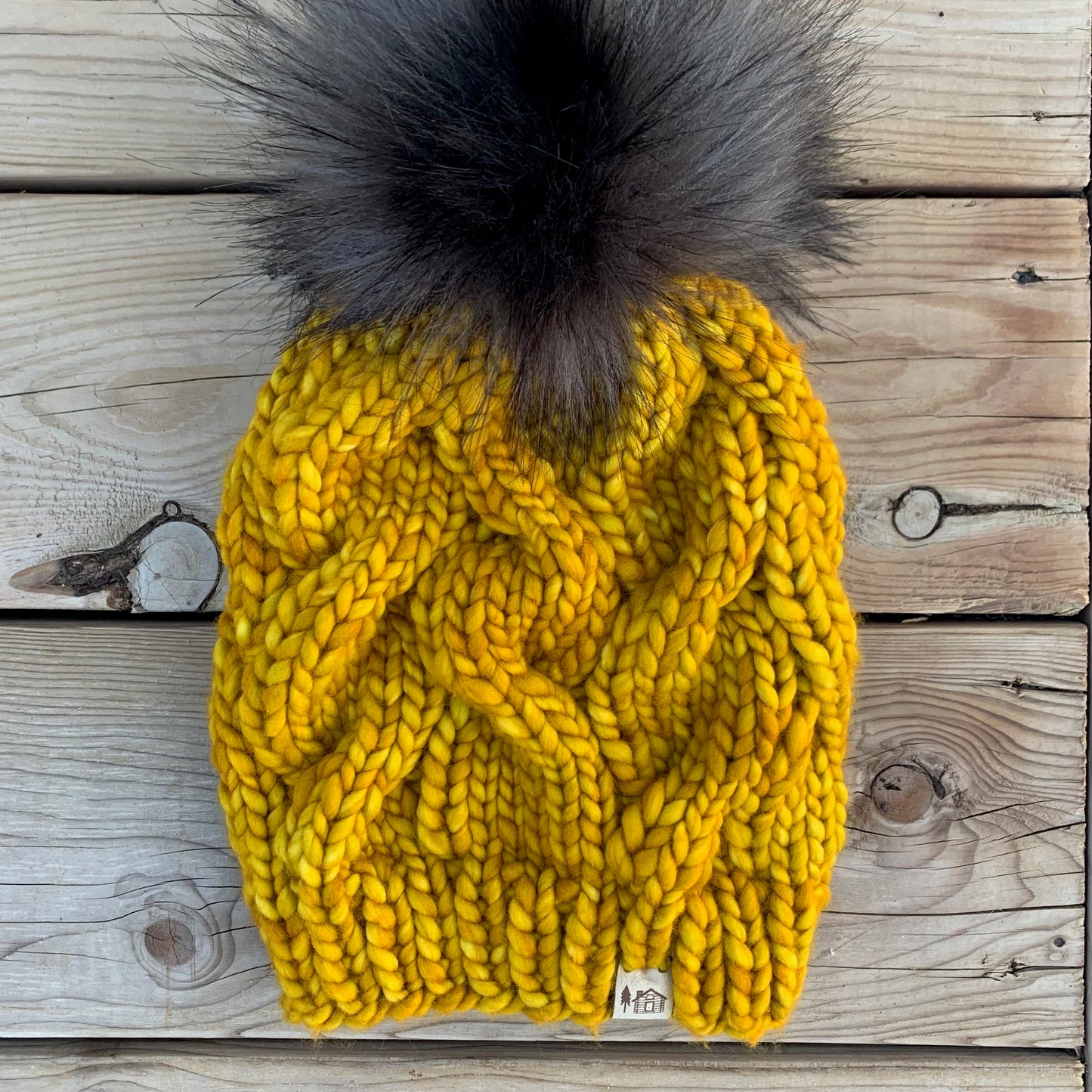 Adult Handknit Merino Wool Hat | Yellow | Gold | Toque | Beanie