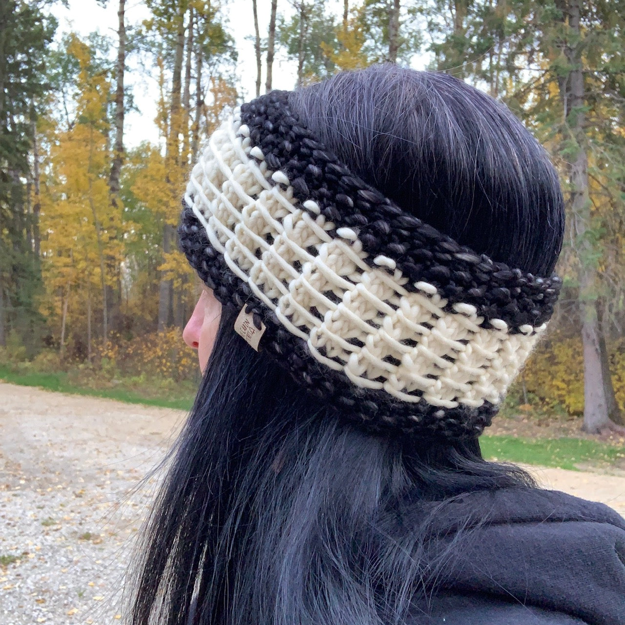 Adult Handknit Merino Wool Headband | Natural | Black | Earwarmer