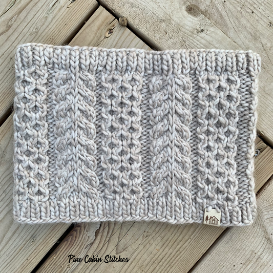 Adult Handknit Wool Cowl | Neck Warmer | Beige